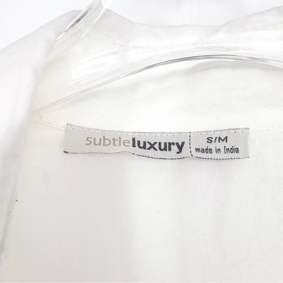 SUBTLE LUXURY | Maxi Button Down Boyfriend Kaftan Dress with Embroidery | Sz S/M - Picture 3 of 14